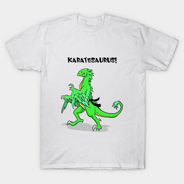 Karatesaurus in green for bright backgrounds T-Shirt by RubyMarleen